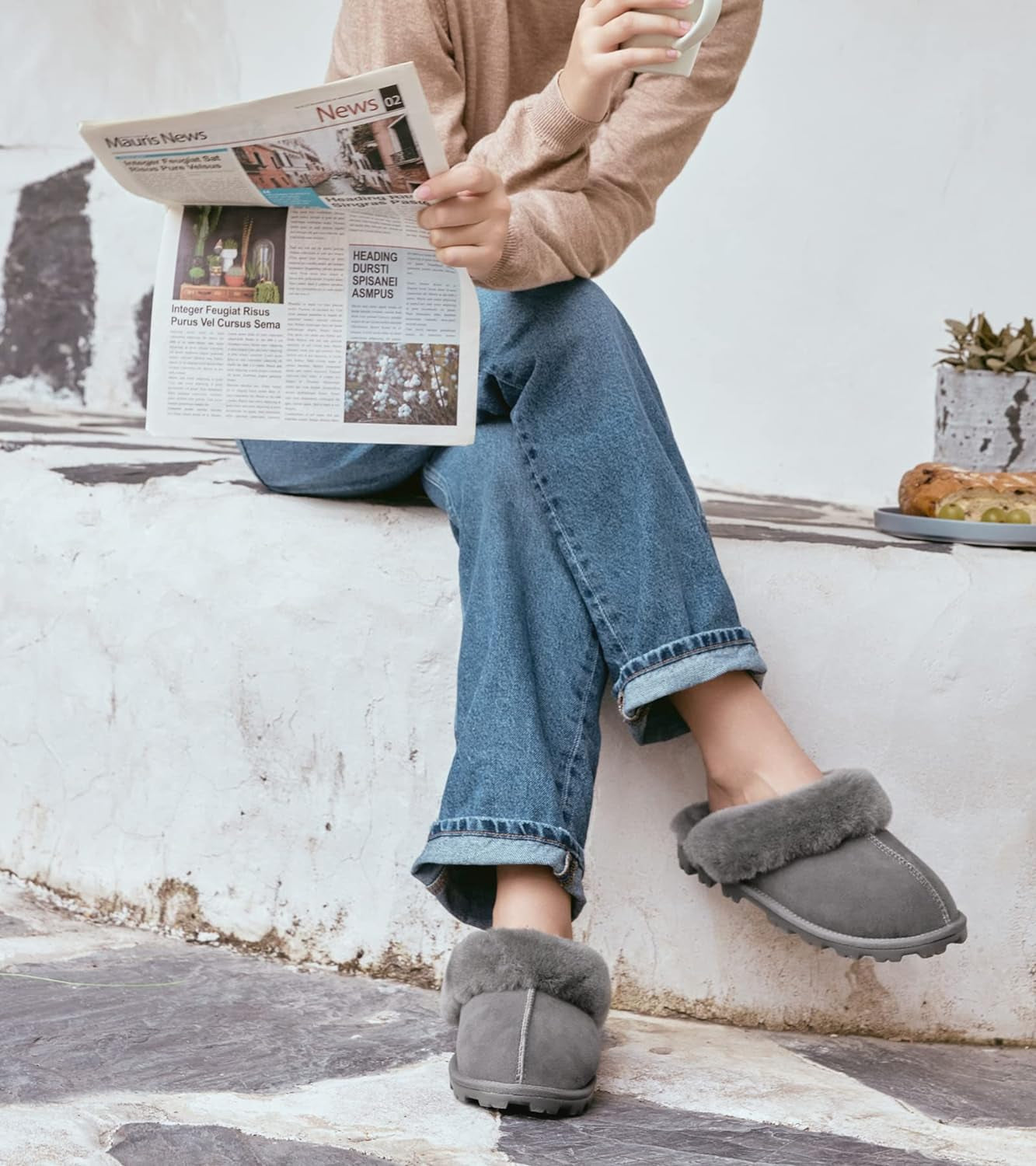 Women'S Genuine Australian Sheepskin Slippers, 100% Shearling, 8Mm Memory-Foam, Hard Bottom Slipper